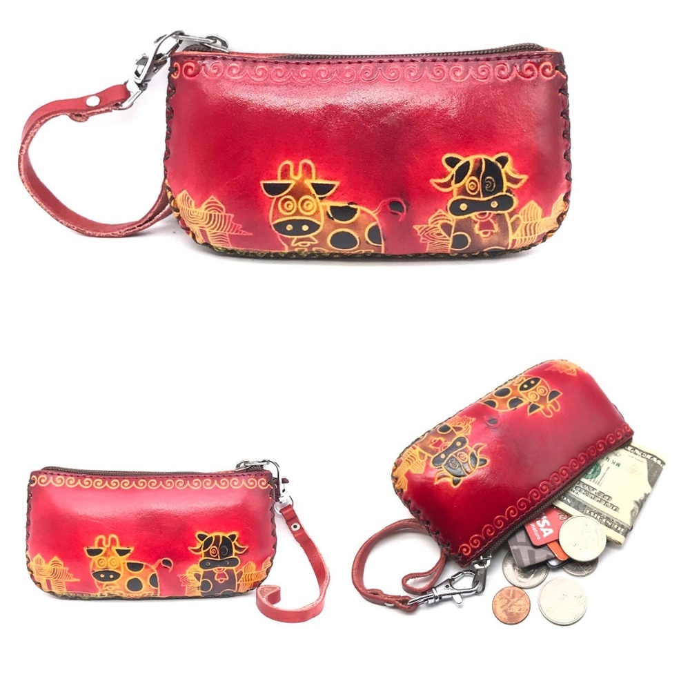 IXYVIALeather Handmade Animal Cow Money Coin Purse
